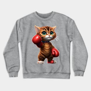 Little cat boxer in red gloves Crewneck Sweatshirt